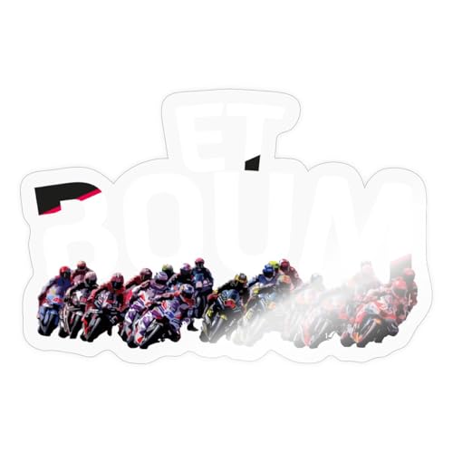 Spreadshirt MotoGP Et Boum Cadeau Moto Autocollant Sticker, 10 x 10 cm, brillant transparent