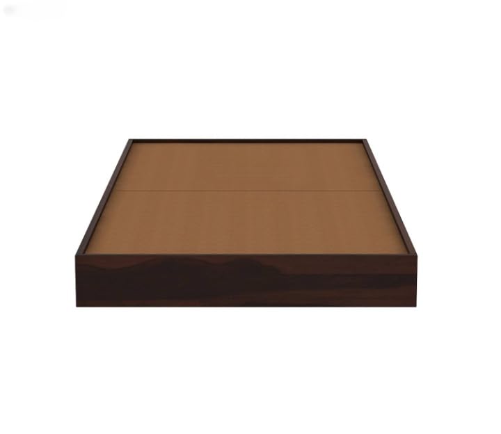 Image of SUNCOM Sheesham Wood Low Height Double Size Bed Without Storage Wooden Palang Furniture Solid Wood Cot for Bedroom Living Room (Walnut Finish)