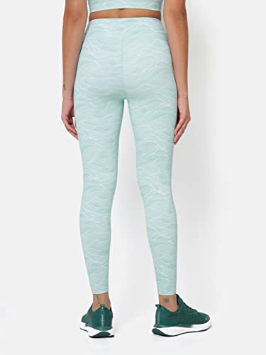 Image of CULT High Waist Running Tights with Side Pocket | Geometric Print | Breathable | Moisture-Wicking | Curved Hem