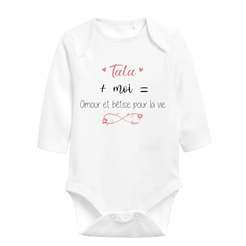 Lalasol Body Bébé Garçon ou Fille Tata Et Moi Idée Cadeau Naissance Fille ou Garçon Noël Anniversaire (Manche Longue)