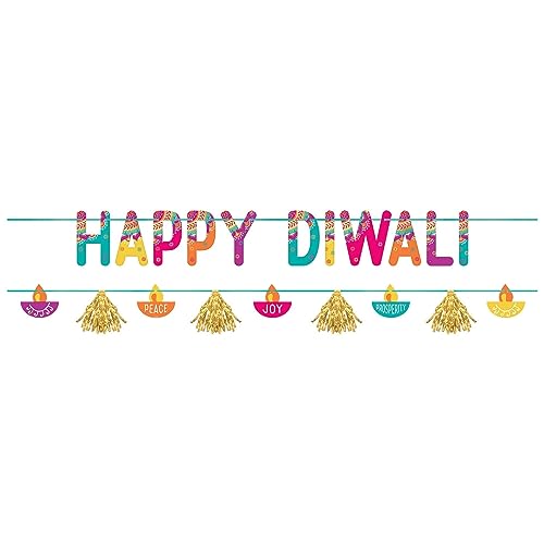 Happy Diwali Banner Kit - 5.87 Ft (Pack Of 2) - Festive Multicolor Paper Decorations- Perfect For Diwali Celebrations