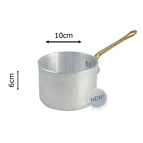 Pentalux casseruola a servire monoporzione Alluminio Puro 99,5% 1 Manico in Ottone Spessore 3mm (10cm)