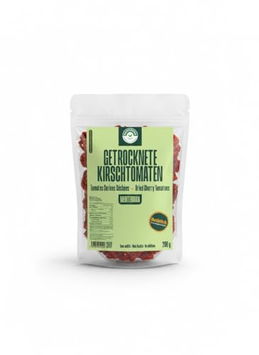 Harvessa Getrocknete Cherry Tomaten 200g - Verzehrfertige Sonnengetrocknete Kirschtomaten aus Tunesien - Premium Qualität ohne Zusätze vegan & glutenfrei - Ideal für Pasta Salate & Antipasti