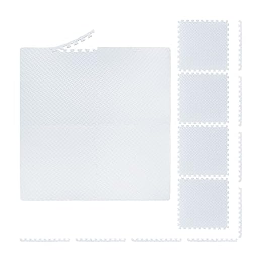 Relaxdays Suelo, 60x60cm, 8 Esterilla Fitness con Borde, Goma EVA, 3m², Gimnasio, Alfombra Puzle, Protector, Blanco, Unisex-Youth, Set de 8