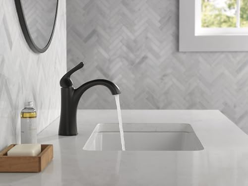 Delta Arvo Matte Black Bathroom Faucet 1 Hole, Single Hole Bathroom Sink Faucet for Vanity, Push-Pop Drain Assembly, Matte Black 15840LF-BL by DELTA - Used condition - Image 7