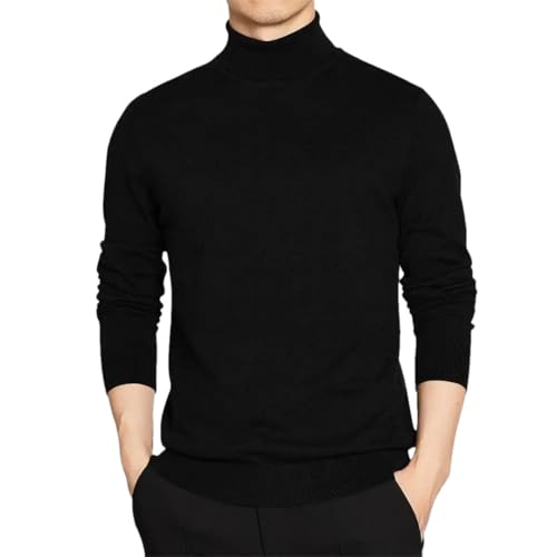 Men’S Solid Color Cashmere Blend Loose Fit Turtleneck Pullover Sweater Warm Long Sleeve Casual Jumper Top