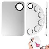 3pcs Makeup Mixing Palette Set,Stainless Steel Makeup Palette,Make-up Palettes,Foundation Palette for Mixing Foundation Nail Art