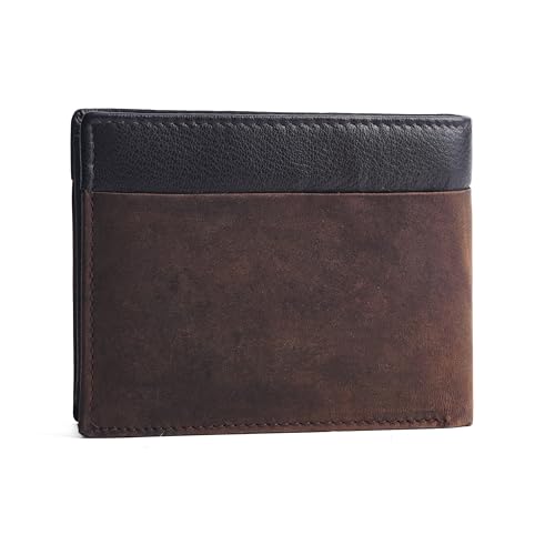Image of Men Casual Brown Full Grain Leather RFID Wallet (9 Card Slots) (Dark Brown)