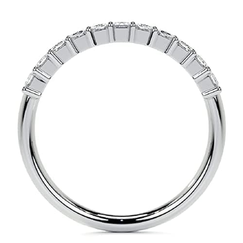 1.00 TCW Emerald Cut Moissanite Wedding Band for Women | Multi-Stone Bridal Engagement Bands | Handmade Diamond Jewelry | Anniversary Ring for Her/Gifts (14K Solid White (8)4