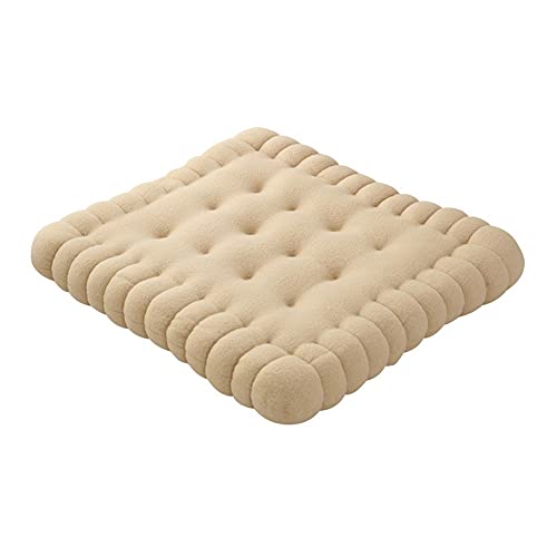 Home Creative Soft Biscuit Shape Cushion Classical Pillow Chair Car Seat Pad Decorative Cookie Tatami Back Cushion Sofa (Beige)