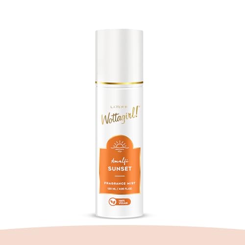 Image of Layer'r Wottagirl Amalfi Sunset Fragrance Mist for Women 120ml | 100% Vegan | Fresh Citrus & Floral Scent with Orange, Bergamot & Neroli | Long-Lasting Body Mist | Alcohol-Free | IFRA Certified
