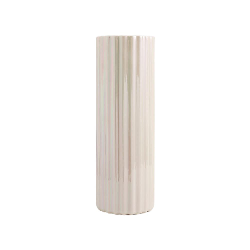 asdchZen Jingdezhen Minimalist Ceramic Vase Straight Pearl Color/Plated Flower Arrangement For Home Decor Living Room, Home, Office, Centerpiece, Ornament Flower Arrangement Dining Tab,F
