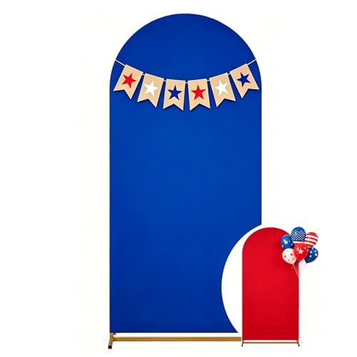 Image of 4 of July Decorations- Arch Backdrop Cover 6ft Double Color Spandex Wedding Arch Stand Covers for Birthday Party Baby Shower Gender Reveal Boy or Girl Decoration(Navy Blue&Red)