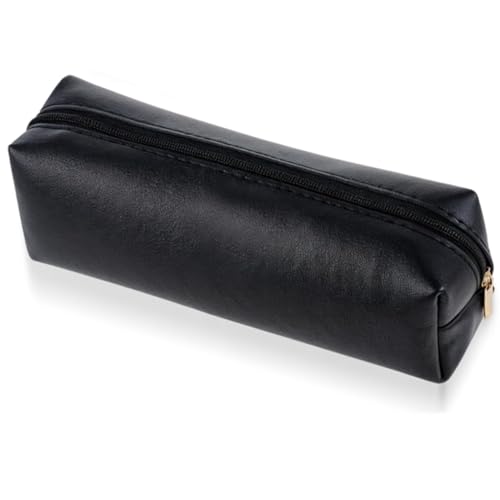 ZHAOYCSH Estuche para Lápices y Cosméticos de Piel Sintética - Bolsa Escolar Portátil Organizadora para Niños, Niñas, Adolescentes y Adultos - Resistente y Práctico - Color Negro