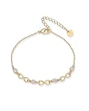 PAVOI 14K Yellow Gold Plated Infinity Simulated Diamond Station Chain Bracelet for Women | Cubic Zirconia Adjustable Friendship Bracelet