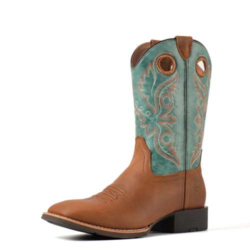 Image of SUREWAY Western Boots For Men - Mens Square Toe Cowboy Boot, Oil /Slip Resistant, Durable Fashionable Classic Pull on 10 Inch Mid-Calf Wellington Boots