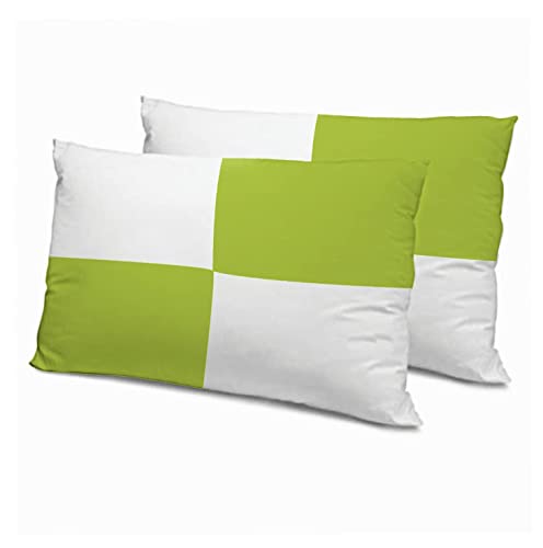 Image of Microfiber Pillow Set of 2 for Sleeping - 20x30 Inches, Sage and White