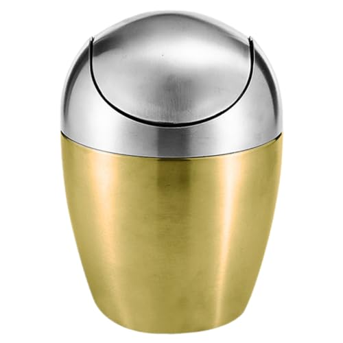 Homoyoyo Small Trash Can with Lid Garbage Can Portable Trash Can Countertop Trash Can Small Waste Basket Small Desk Trash Can Small Wastebasket Office 304 Stainless Steel With Cover