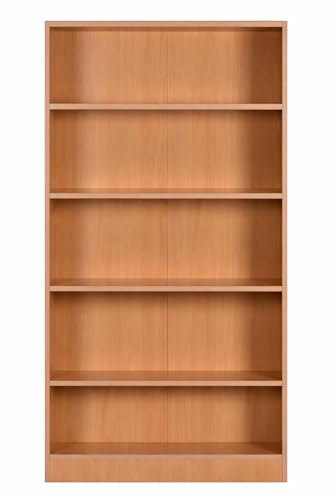 Image of DeckUp Muvo 5-Shelf Engineered Wood Book Shelf and Display Unit (Bavarian Beech, Matte Finish)