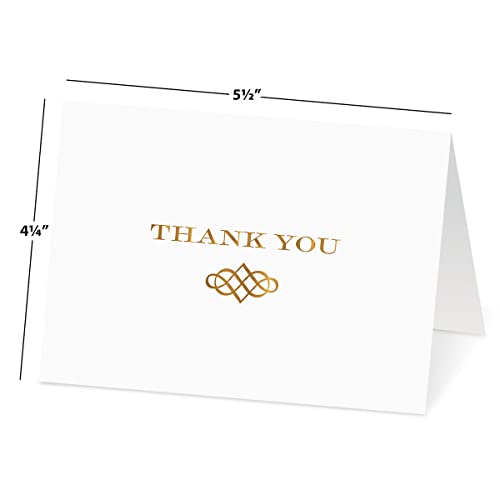 Image of Fine Stationery White and Gold Thank You Note Cards Set of 24, Envelopes Included, 4.25 inch x 5.5 inch
