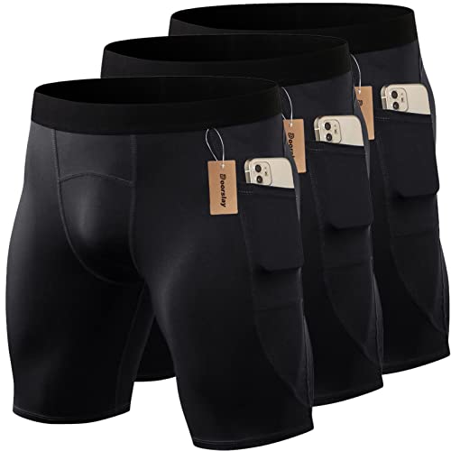 yeacher Shorts esportivos masculinos com 3 itens. Cueca de treino ativo. Calções masculinos de compr