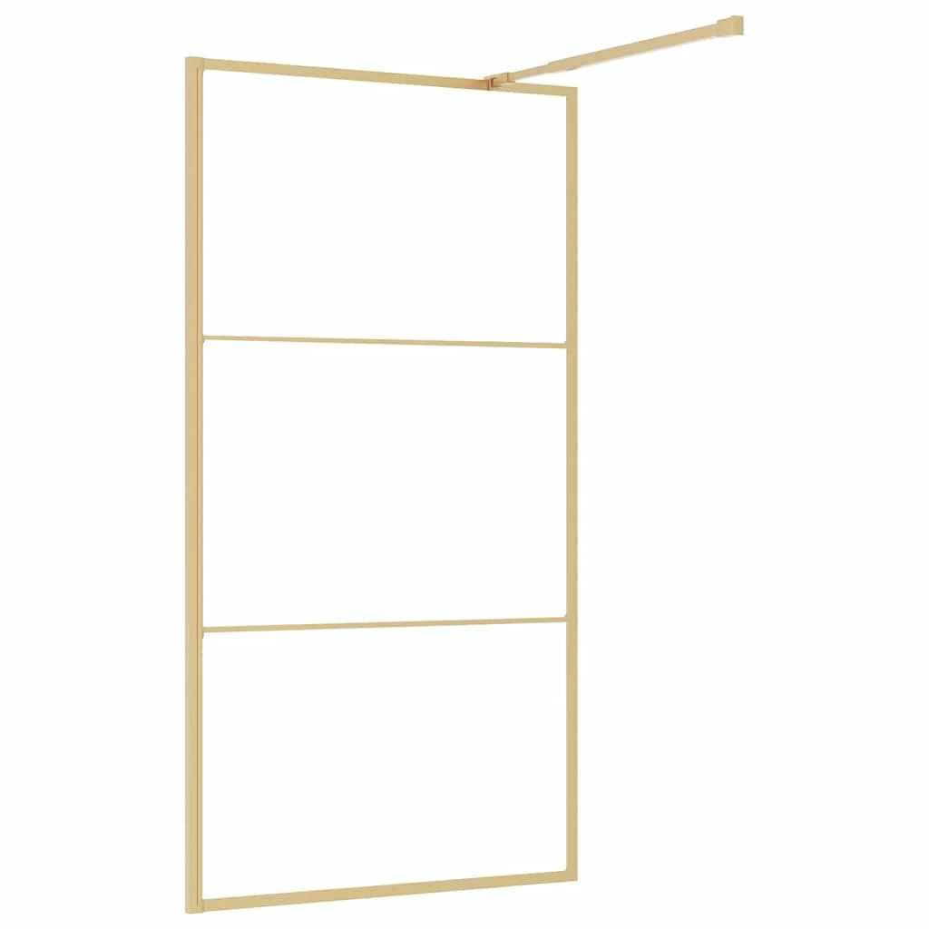 Mampara de ducha de cristal templado dorado 100 x 195 cm, marco de aluminio de seguridad de 5 mm, protección contra salpicaduras para caminar en esquina o baño