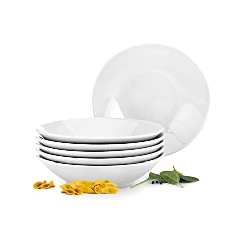 konsimo Suppenteller 6er Set Tiefteller Schale Salatteller Mikrowellengeeignet Moderne Teller Weiß 21cm Lupin Cover