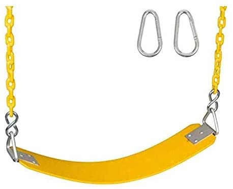 GalbalgamarToys Swing Seat for Kids & Adults with 2 Chains and 4 Snap Hocks (YELLOW), 300kg capacity, extra heavy duty
