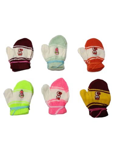TIXY Wool Mittens/Mutthi/Gloves with grip in multicolor for baby boys & girls infants & Toddlers (Pack of 6 & 12)