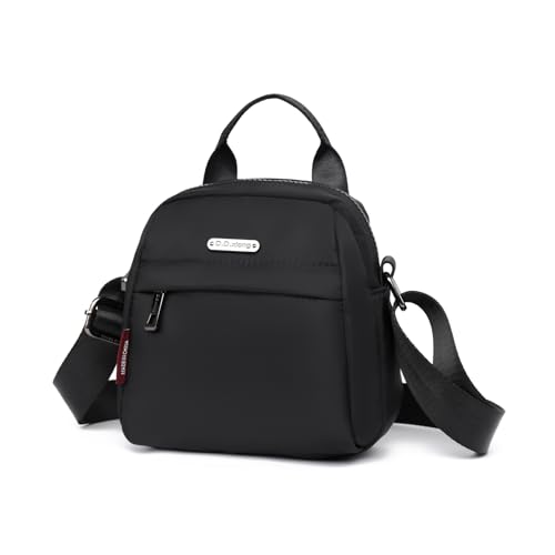 unisoul kleine Umhängetasche Damen, Nylon Handtasche, Schultertasche Crossbody Bag Damen für Arbeit Schule Shopper Lässige täglich (Schwarz)
