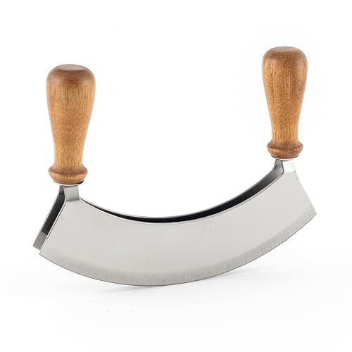 Hanseküche - Kräutermesser Wiegemesser zweischneidig 17,5 cm – Spezialklingenstahl – Küchenklinge zum feinen Zerkleinern, Hacken & Schneiden...