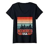 Photo Gallery donna memphis tennessee usa retro vintage sunset skyline memphis maglietta con collo a v Photo Gallery donna memphis tennessee usa retro vintage sunset skyline memphis maglietta con collo a v