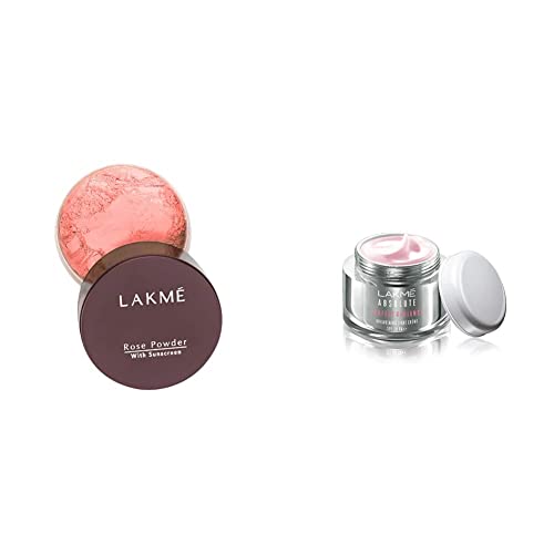 Image of LAKME Rose Natural Face Powder for Oily Skin Type, Warm Pink, 40G And Absolute Perfect Radiance Skin Brightening Day Creme, Light, 50G