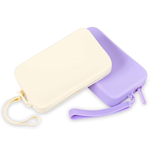Image of Silicone Period Bags, 2 Pcs Tampon Pouch with Zipper and Handle, Sanitary Napkin Holder for Purse, Keeping Discreet Feminine Products