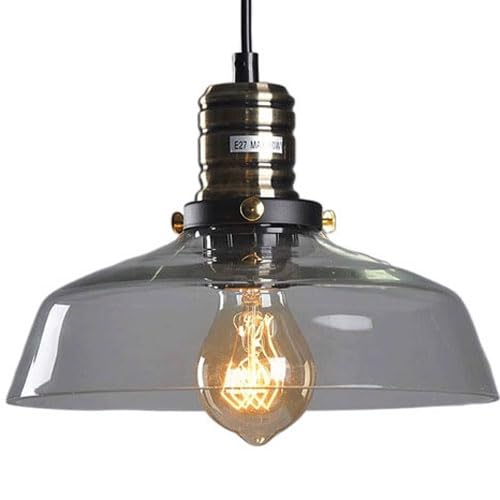 Lustre en Verre Style Industriel Lampe Suspendue Vintage 1 Feu Salon