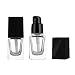 2Pcs 15ml/0.5oz Empty Square Clear Glass Pump Bottle Lotion Dispenser with Black Lid Refillable Portable Foundation Bottle Makeup Cosmetic Container Holder for Lotion Essence Emulsion Serum