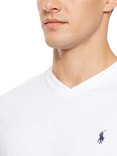 Polo Ralph Lauren Men's V Neck Classic Fit Tee Shirt, White, L #TOP2