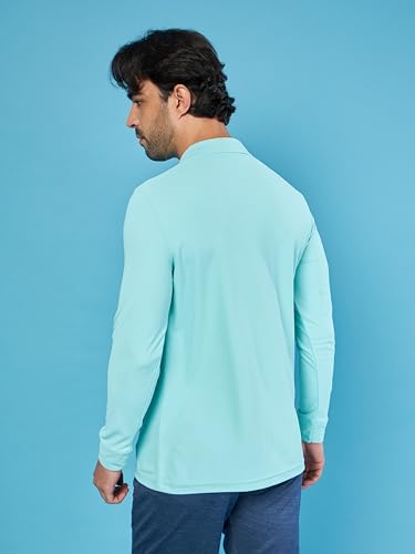 Image of TECHNOSPORT Mens Slim Fit Polyester Active Wear Collar Polo T-Shirt with Long Sleeves for Workout, Sports