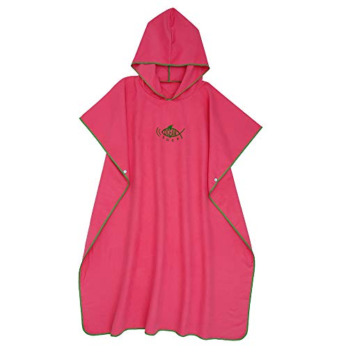 Retrok Poncho de surf de microfibra de gran tamaño, 110 x 90 cm, de secado rápido, ultraligero, con capucha, para cambiar de ropa, playa, para adultos, adolescentes, lavable a máquina (rojo rosa)