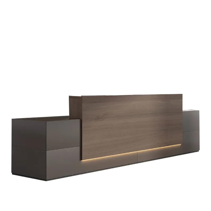 Image of Modern Reception Desk for Office, Hotel, Salon, Clinic, Spa, Studio, Showroom, Hospital & Commercial Lobby, Luxury Wooden Front Reception Counter Table - (RCT-087 LPB L8W2)