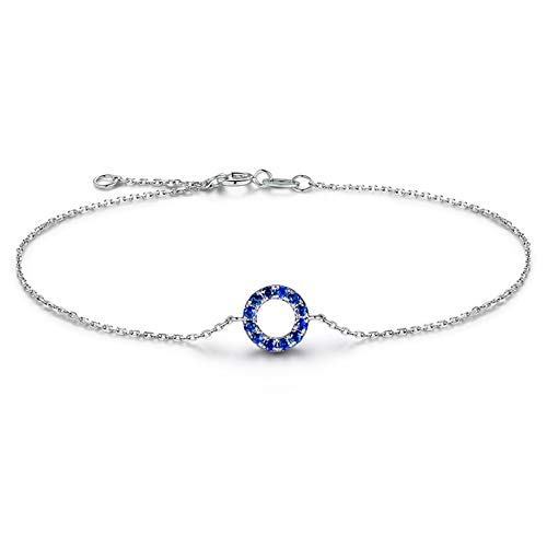 Bracelet Feng Shui femme en or rose avec chaîne rubis saphir ajustable