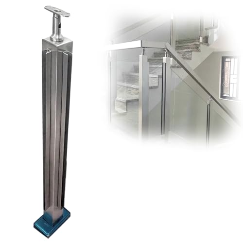 Stainless Steel Glass Railing Post, Square Metal Railing Spindles with Screws, Adjustable Spindles Stair Balustrade Post Kit Indoor, Strong Load-Bearing Capacity(A-Corner,Height 24in/60cm)
