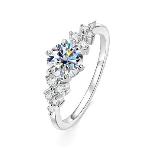 Bague moissanite plaquée or et étoile éclatée, cadeau romantique