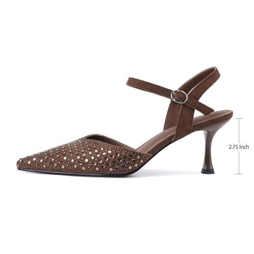Image of CORNMOOD Stiletto Slingback Heels Pumps for Women | Glossy Patent Leather Kitten heel, Chic Dress Shoes for Modern Women, Ideal Wedding Evening Party and Work Office Outfit