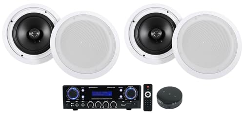 (1) Rockville BLUAMP 100 Home Stereo Bluetooth Amplifier Bundle with (4) Rockville HC85 8