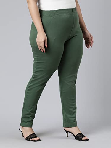 Image of GO COLORS Women Solid Cotton Mid Rise Kurti Pants - 3X