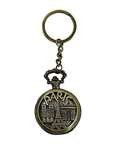 Image of AUGEN Pocket Watch Metal Keychain Paris Retro Vintage for Gifting With Key Ring Anti-Rust (Pack Of 1)