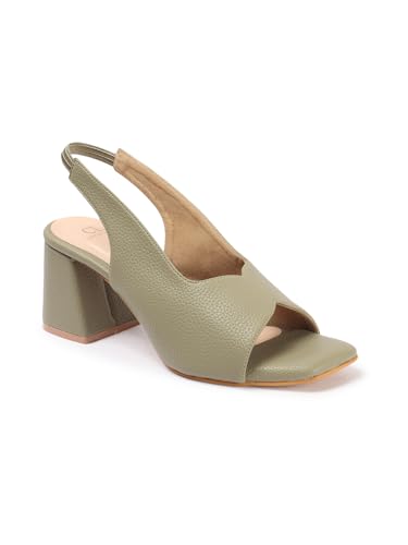 Image of Carlton London Women Stylish Backstap Sandal with Block Heels, Square Toe for Casual Wear
