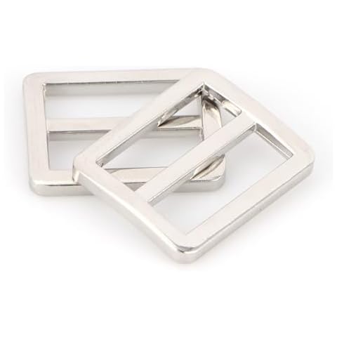 MELORDY 10pcs Metal Slide Tri-Glide Buckle Webbing Strap Adjustable Buckle Fasteners for Strap Keeper Leathercraft Bag Belt Bags DIY Accessories (Silver,1 inch) Cover