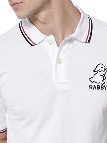 Image of RABBY Men's Cotton Regular Fit Polo T-Shirt with Contrast Rib